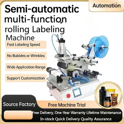 Semi-automatic Multi - Function Rolling Labeling Machine CH-616A for Plastic Boxes and Conical Bottles